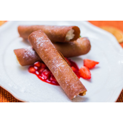 Вафельные трубочки с кремом и клубникой (150/50/ Вафельные трубочки с кремом и клубникой (150/50/